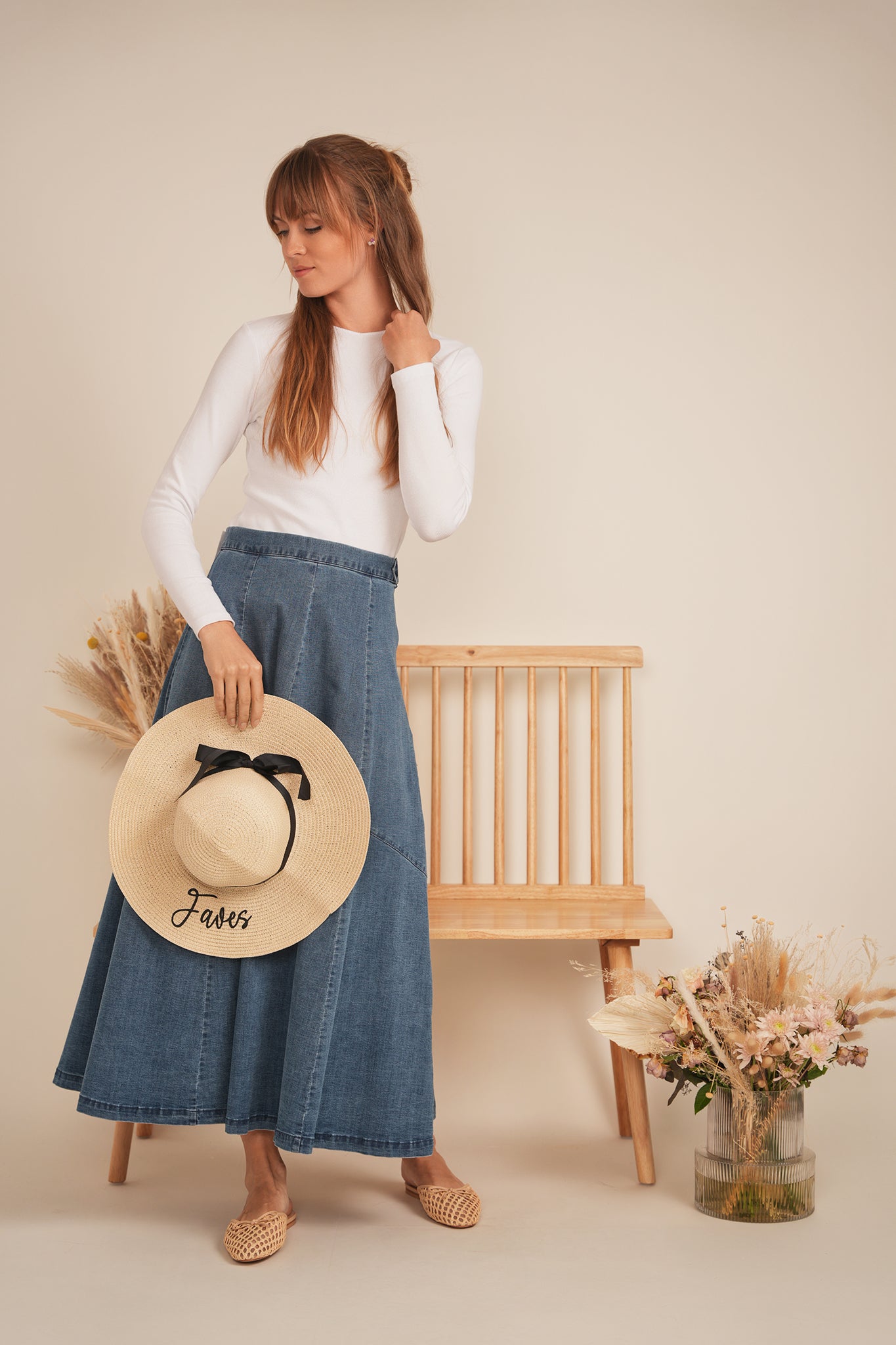 Faves Chambray Wash Maxi Skirt SB4CM8895SLW