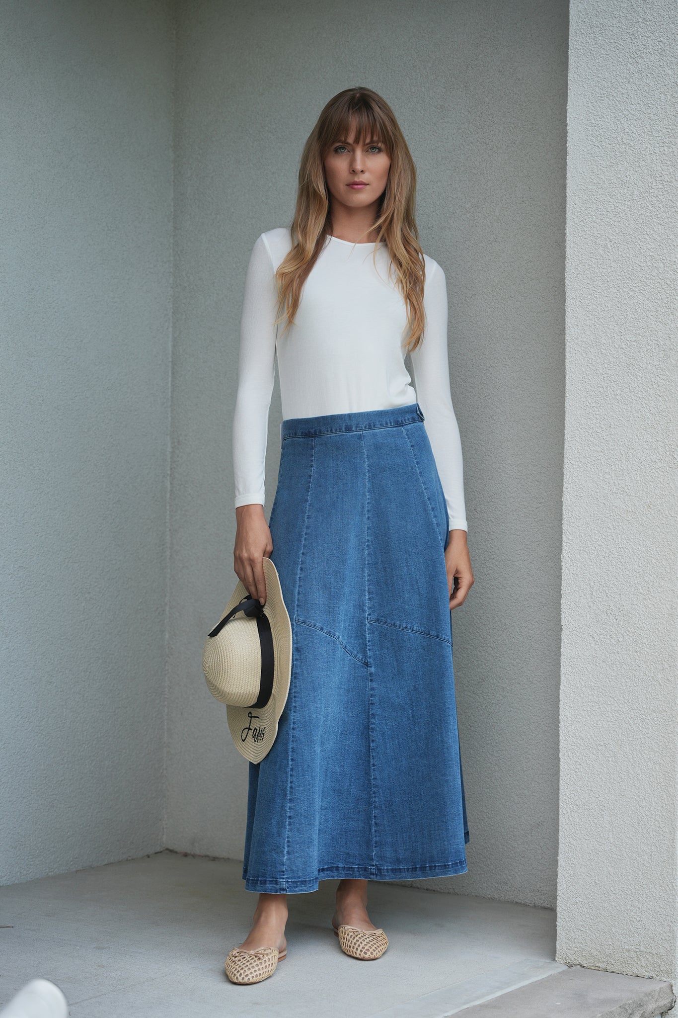 Faves Chambray Wash Maxi Skirt SB4CM8895SLW