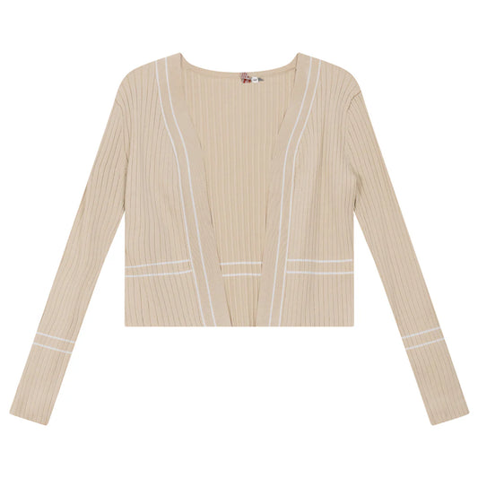 Ginger Dark Almond Rib Knit Cardigan SB4CPT5050