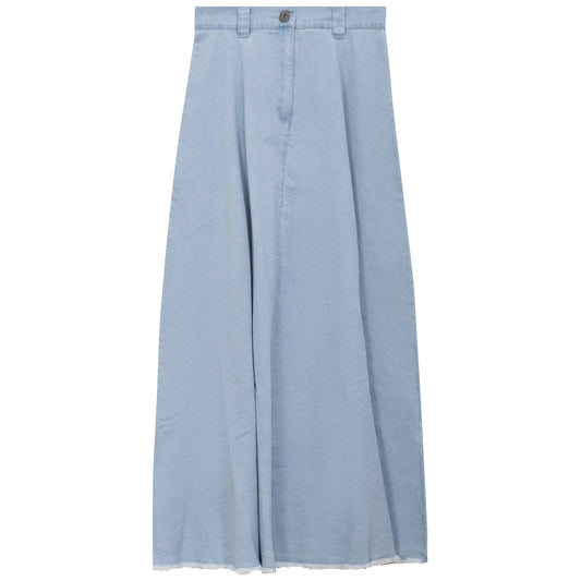 Faves Light Denim Wash A Line Fringe Skirt SB6CM1255SL
