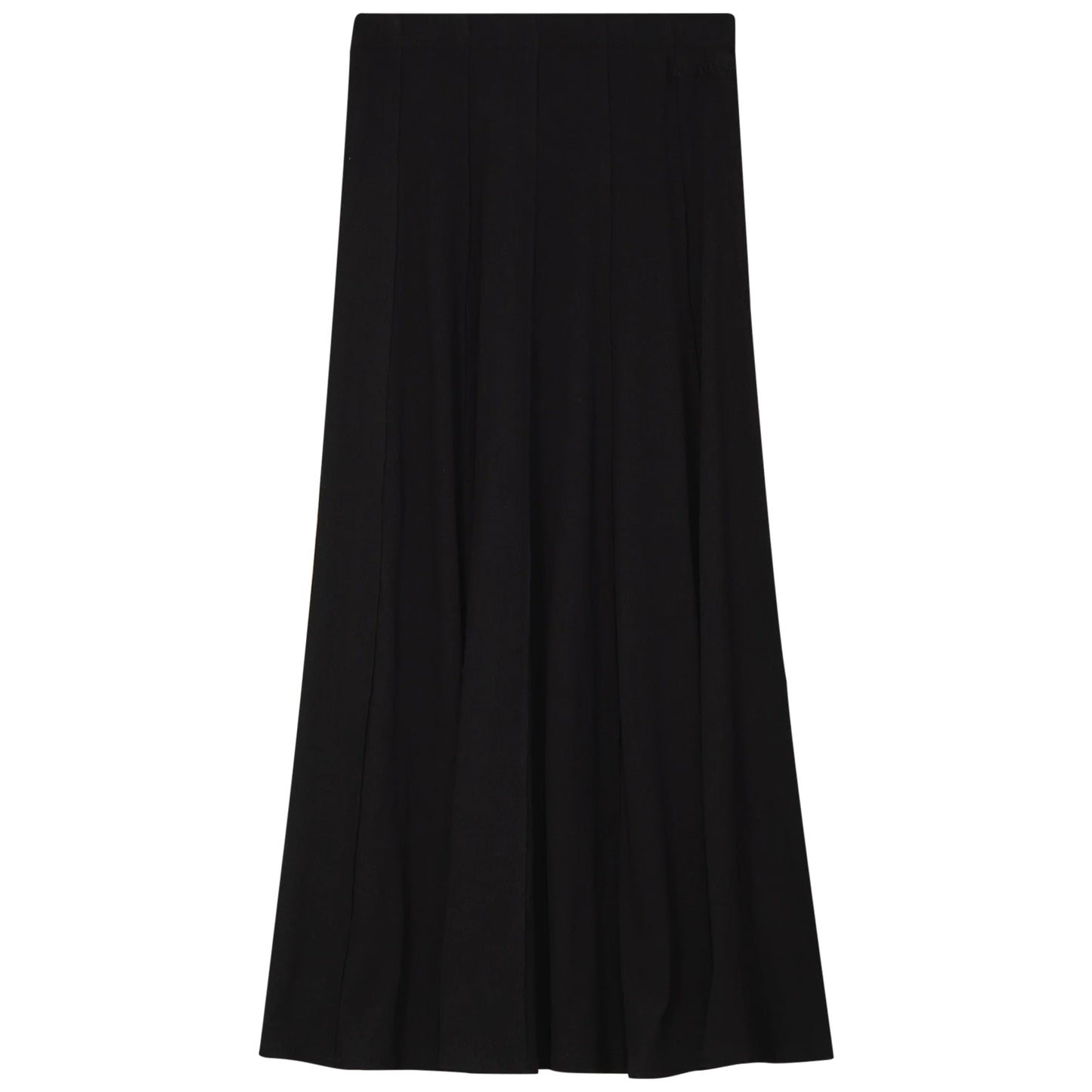 Positive Black Ribbed Midi Panel Skirt SB5CM1295SM