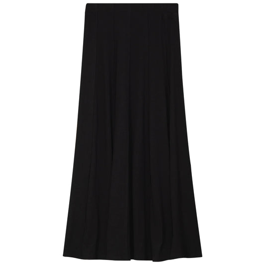 Positive Black Ribbed Midi Panel Skirt SB5CM1295SM