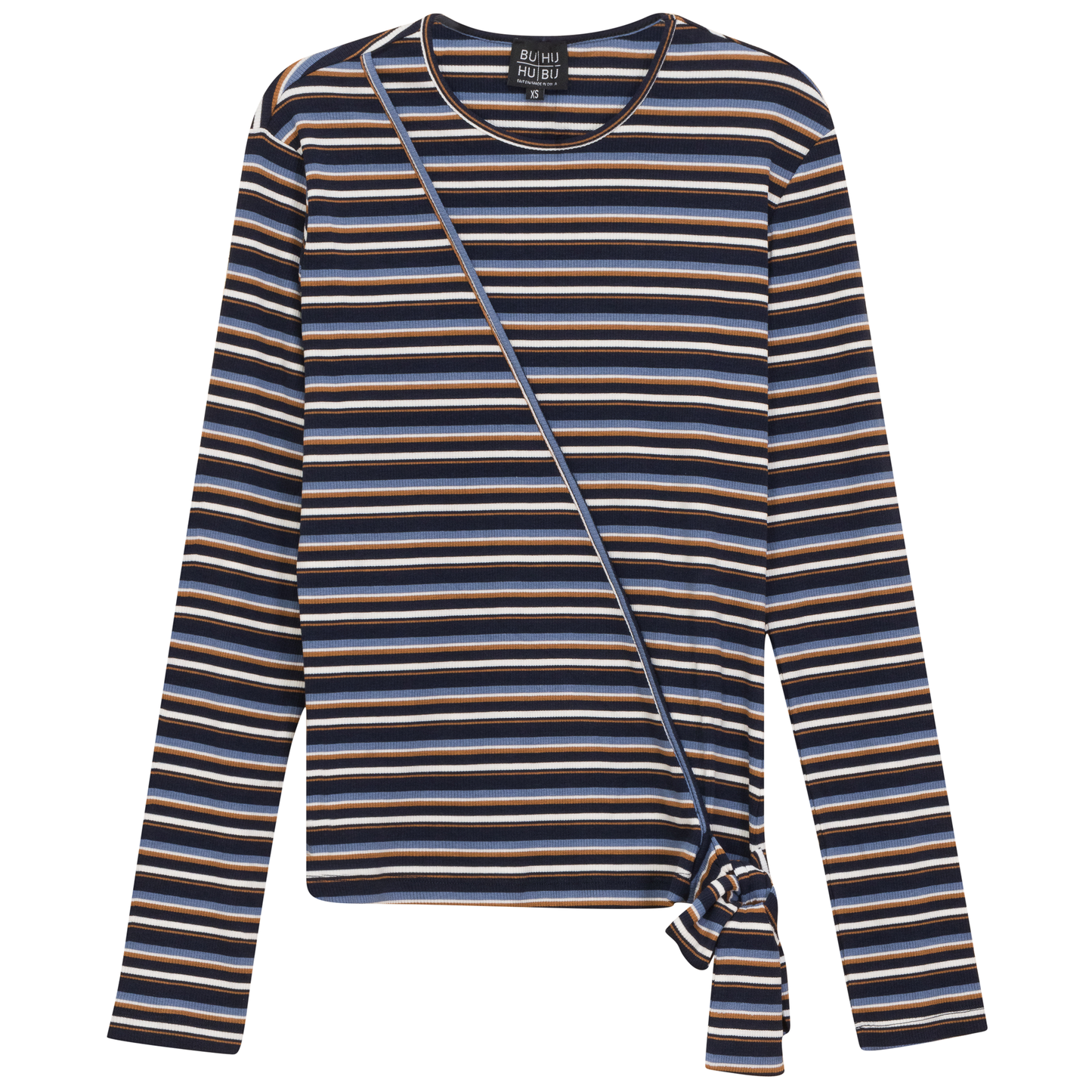 BuHu Dark Denim/Blue Striped Wrap Tee SB5CM1397T