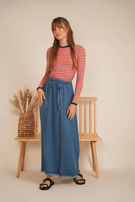 BuHu Chambray A Line Pocket Maxi SB3CM8386SL