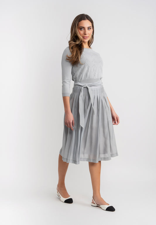 Aspect Powder Blue Knit Skirt  Set SB5CPT7176