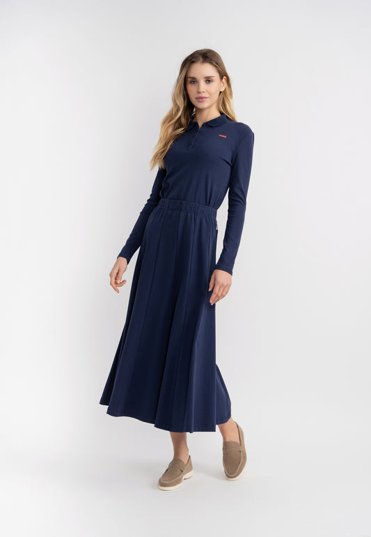 5 Stars Navy Midi Panel Skirt SB5CPT7192S