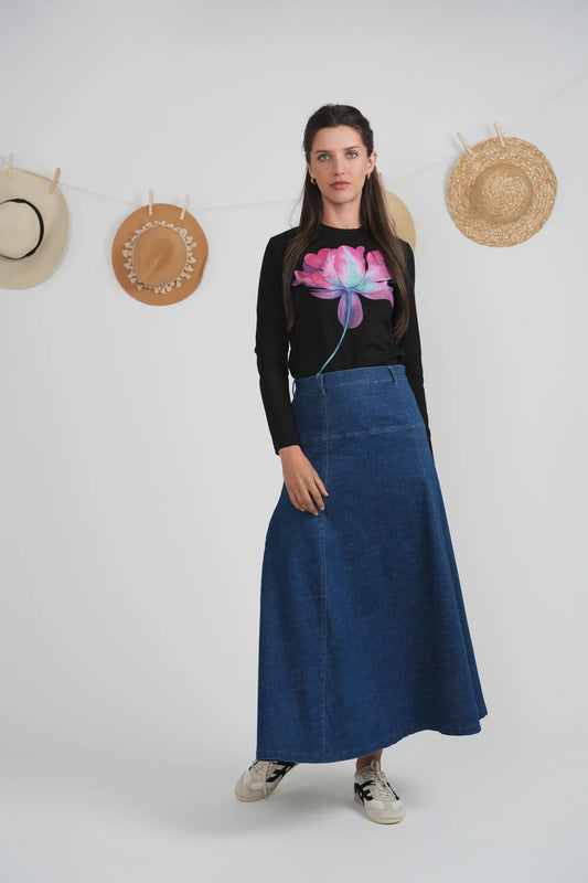 Ulla Dark Wash Denim Maxi Skirt SB6CM2083SLW