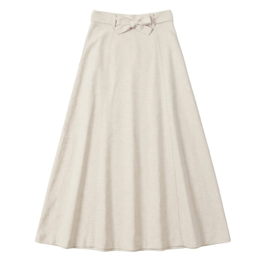 Faves Stone Linen Belted Midi Skirt SB6CM1968SM