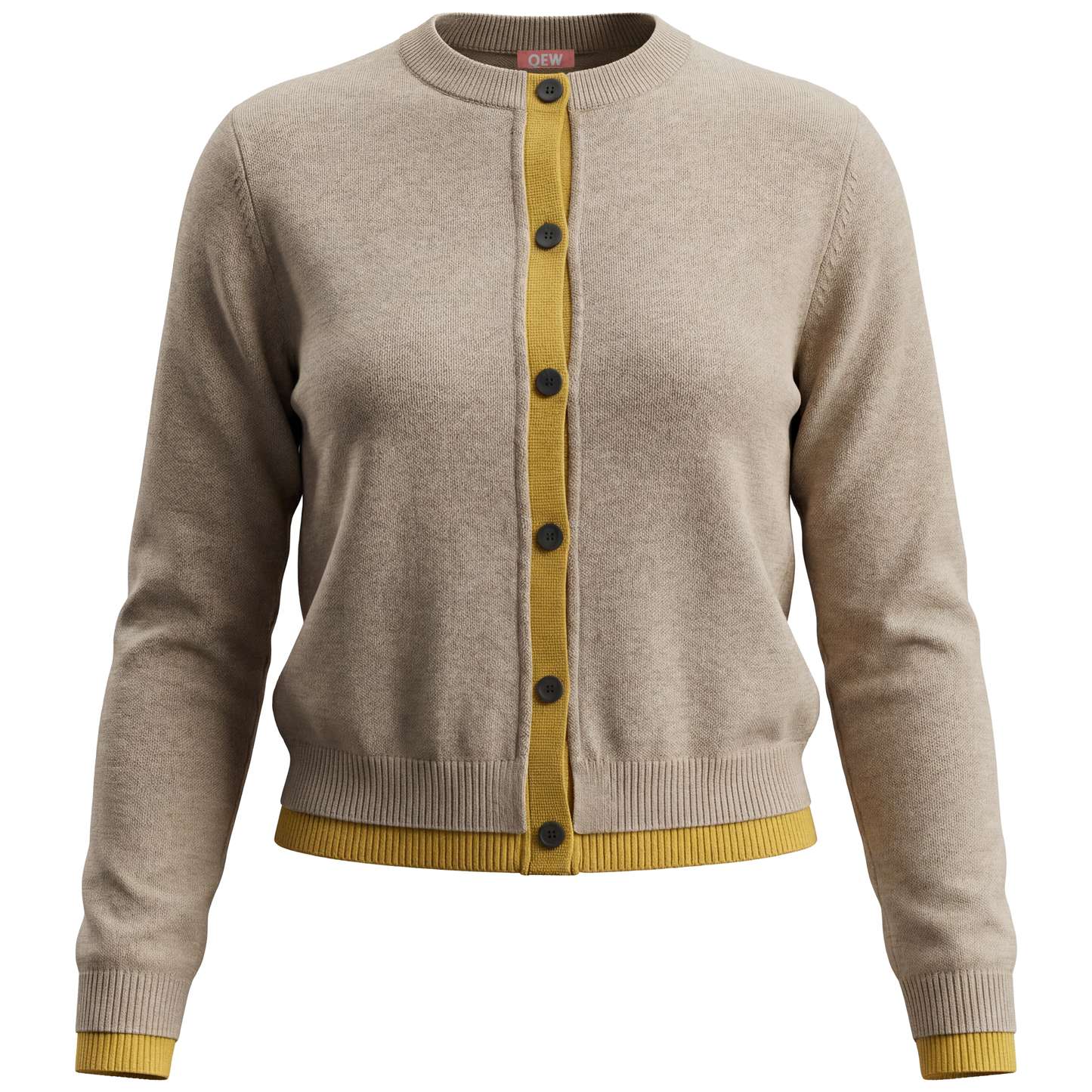 Qew Beige/Yellow Cropped Cardigan SB6CM2056TE