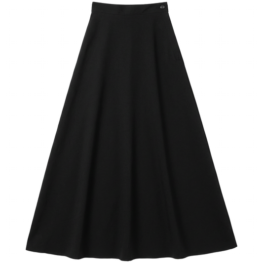 Midi Black Linen Maxi Skirt SB6CM2058SL
