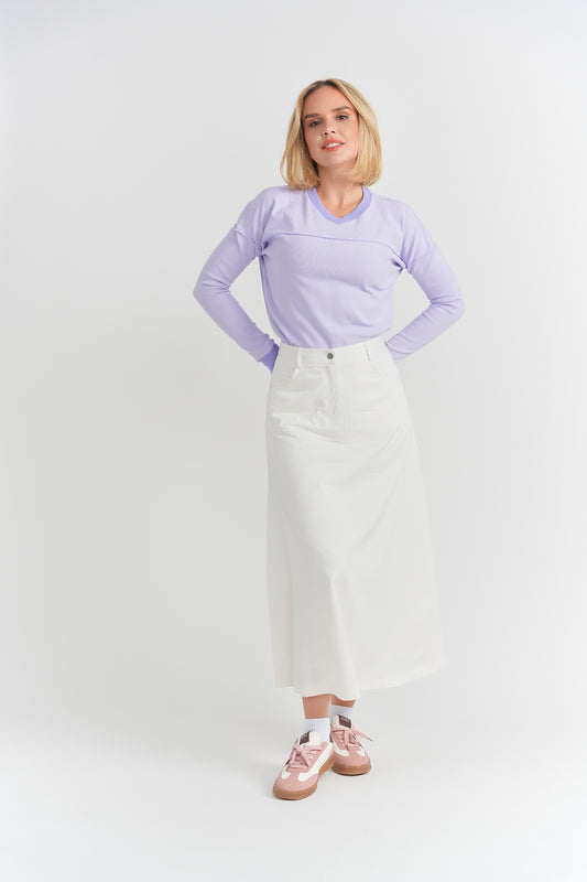 Aspect Lilac Rib Top with Contrast Trim SB6CPT7369
