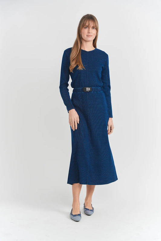 FYI Dark Denim Waffle Midi Skirt wit Buckle SB6CPT7380S