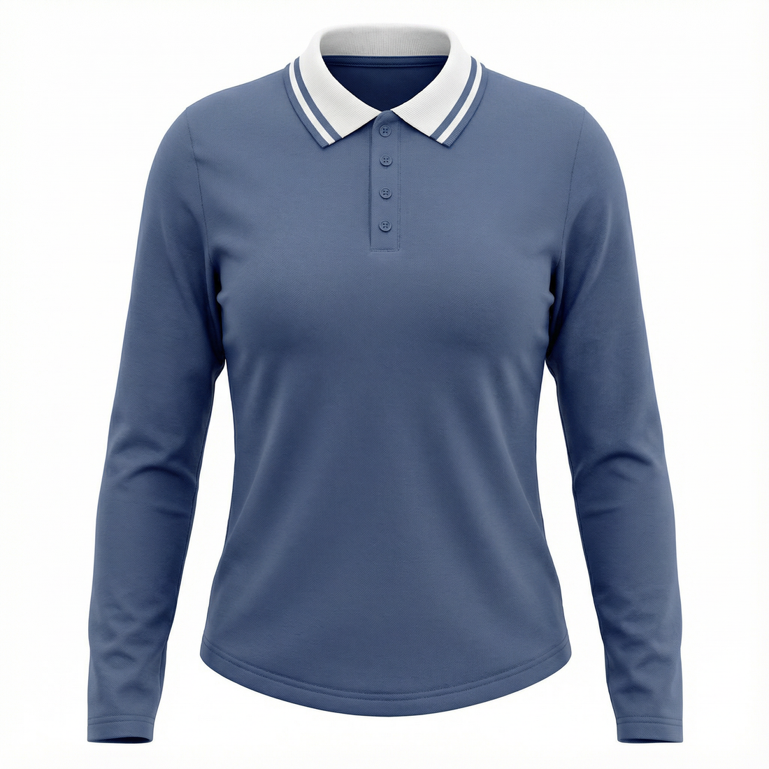 5 Stars Chambray Polo Top with Striped Collar SB6CPT7386P
