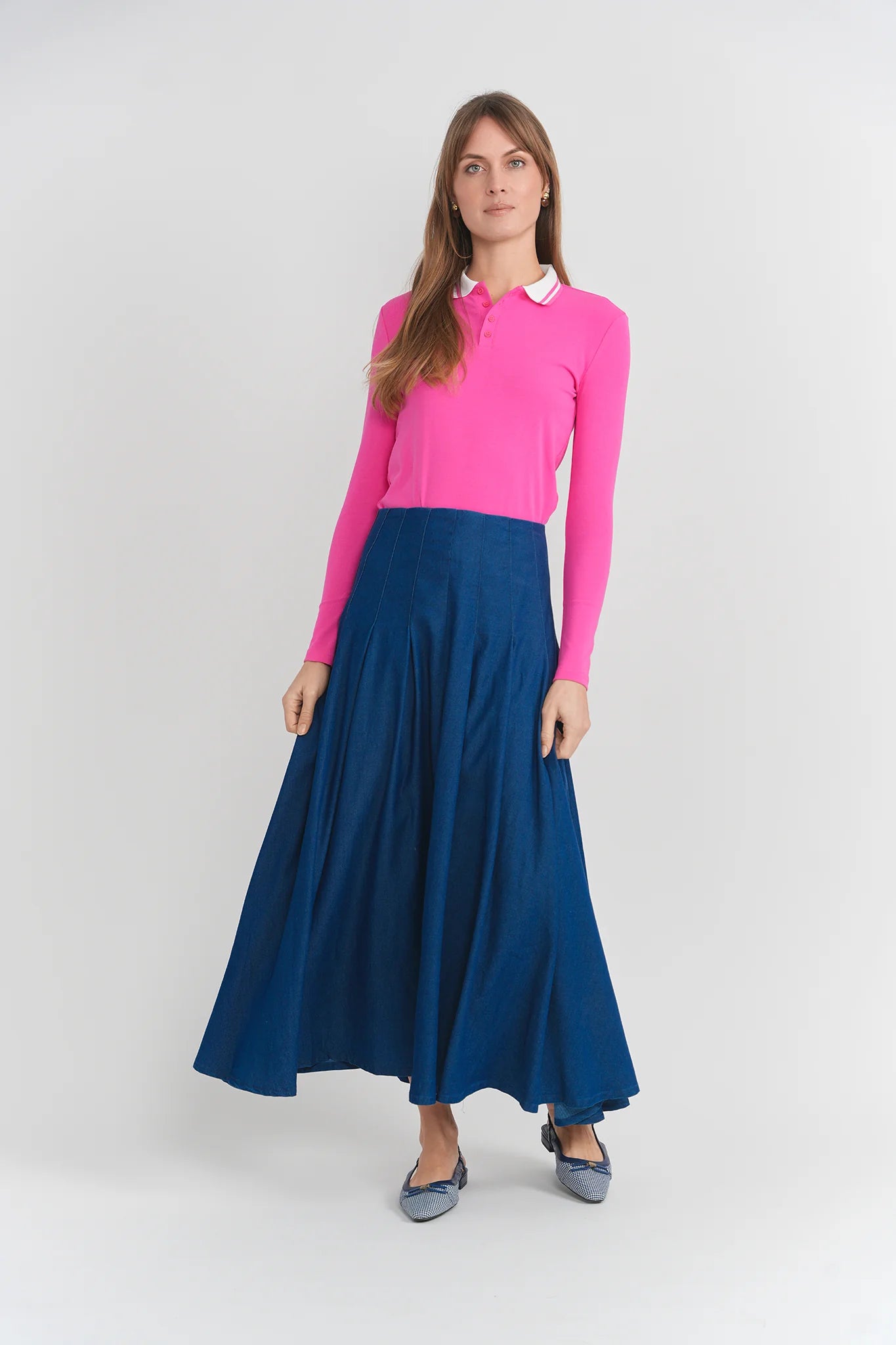 Unclear Medium Denim Pleated Skirt SB5CYT2660