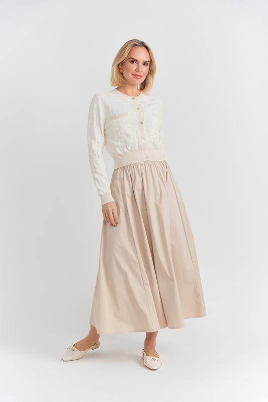 Aspect Sand Midi Paneled Flare Skirt SB6CPT7390S