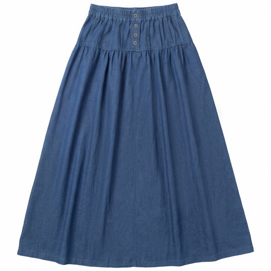 Noni Dark Denim Midi Front Button Skirt SB6CPT2872S