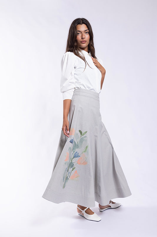 Soie Seafoam Printed Linen Panel Skirt SO277