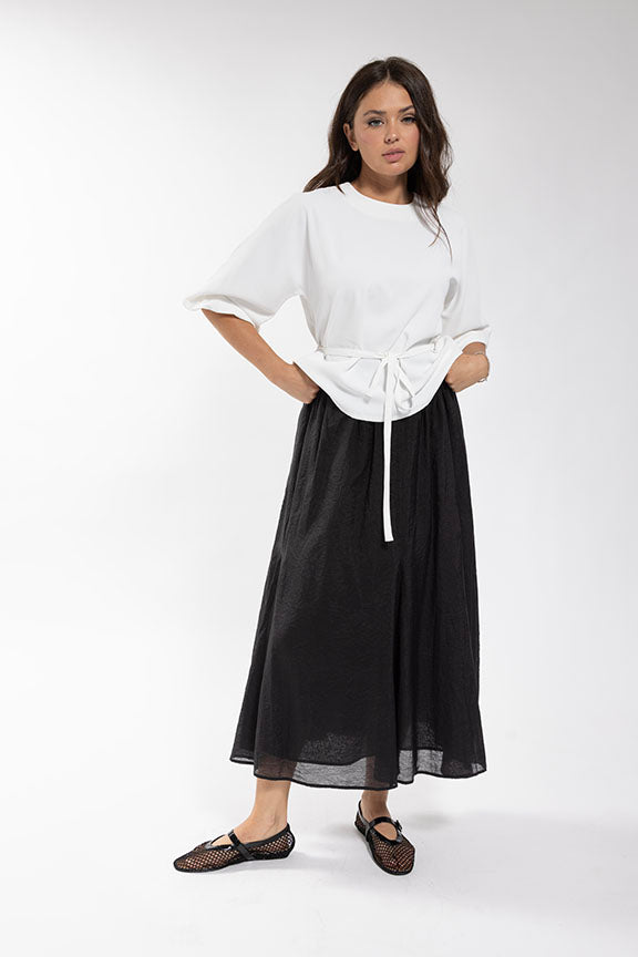 Static Black Linen Skirt ST1081B