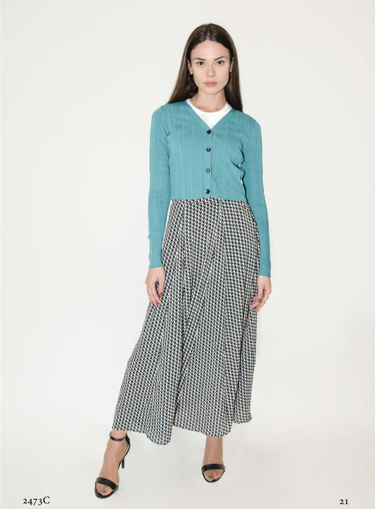 McQueem Blue/Multi Geometrical Skirt X2484B