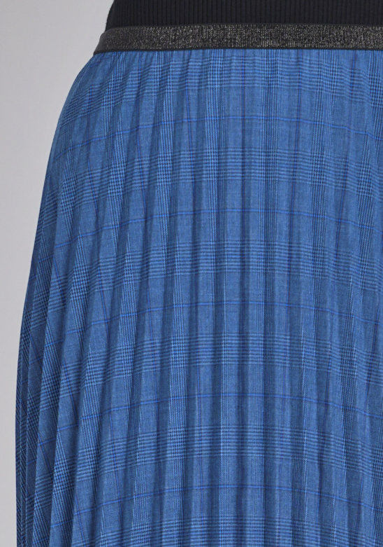 Yal Blue Plaid Pleated Skirt SK3664