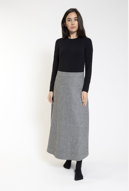 Donna Bella Black Wool Midi Skirt TW23411-C