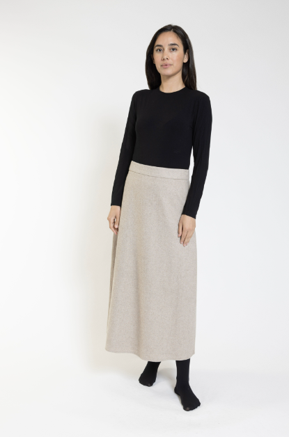 Donna Bella Beige Wool Midi Skirt TW23411-A