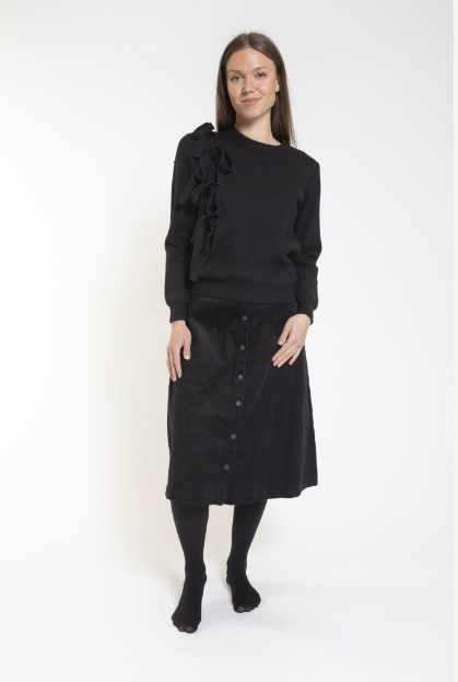 English Black Corduroy Skirt TW23555-B