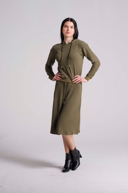 Ivee Olive Cable A Line Skirt 24622