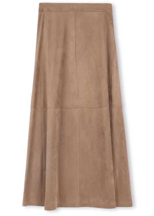 Story Beige Leather Suede Skirt W-14822