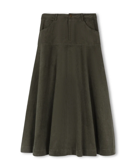 Modelle Green Corduroy Yolk Flairy Skirt W-21918