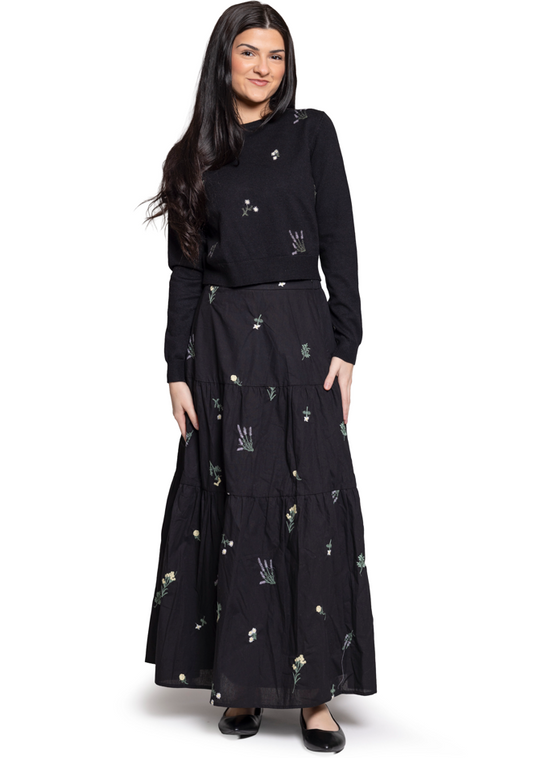 Lilac Black Floral top 13441uw