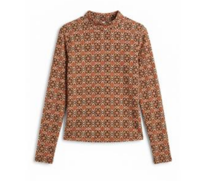 Ginger Chocolate Geometric Pattern Top WB6CPT7446