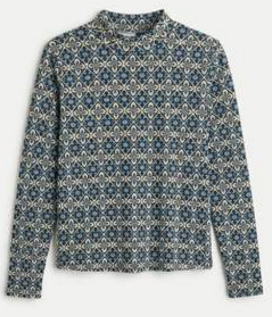 Ginger Navy Geometric Pattern Top WB6CPT7446