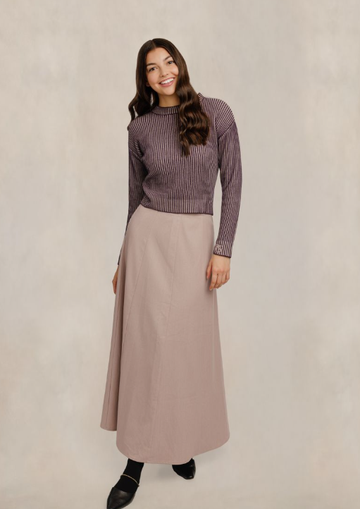 Reverie Plum Two Toned Ribbed Knit Top RVW655T-A