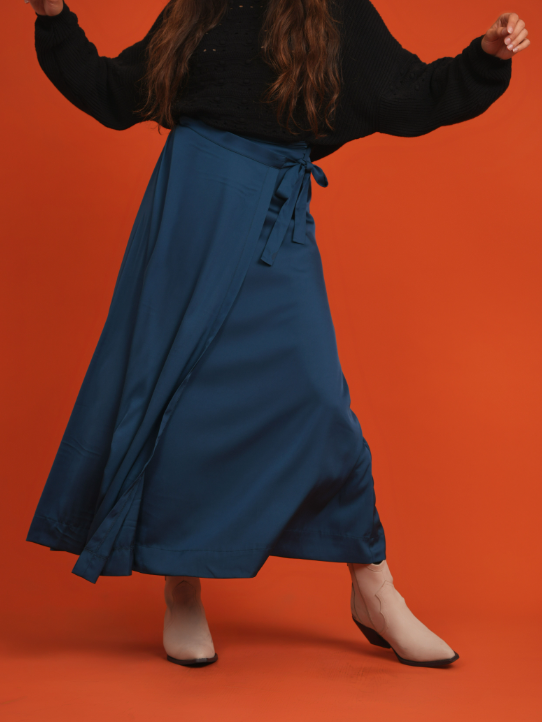 Navy wrap midi skirt hot sale