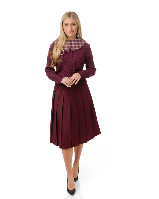 Madison & Park Purple Pleated Skirt TW512370S-A