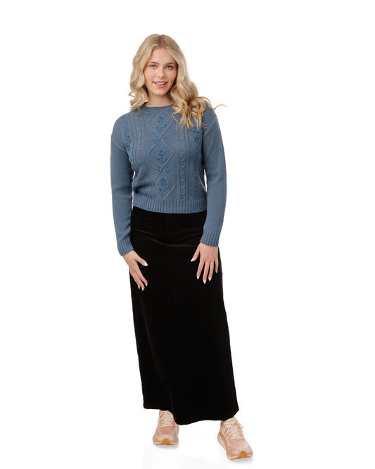 La Simona Blue Embroidery Knit Sweater TW51246T-A