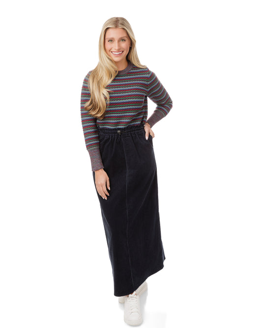 Danna Bella Navy Corduroy Skirt with Drawstring TW5057S-B