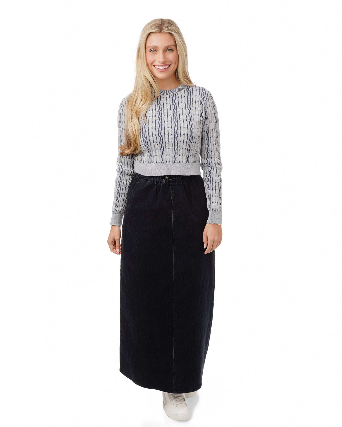 Danna Bella Navy Corduroy Skirt with Drawstring TW5057S-B