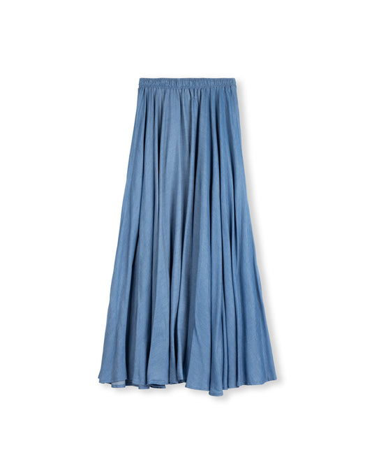 Slate Denim Flowy Skirt W-10382