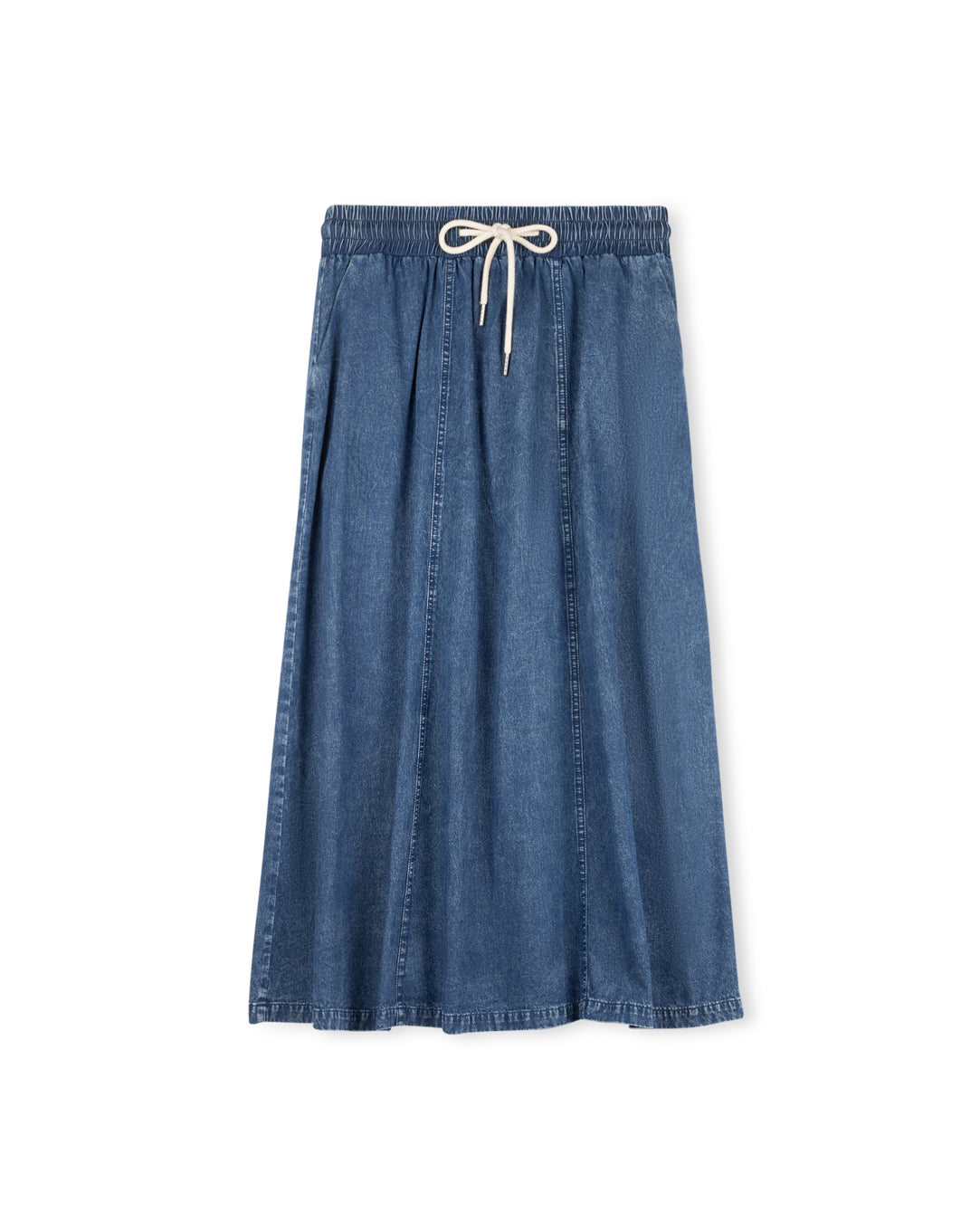 Slate Denim Rope Tie Maxi Skirt W-11834