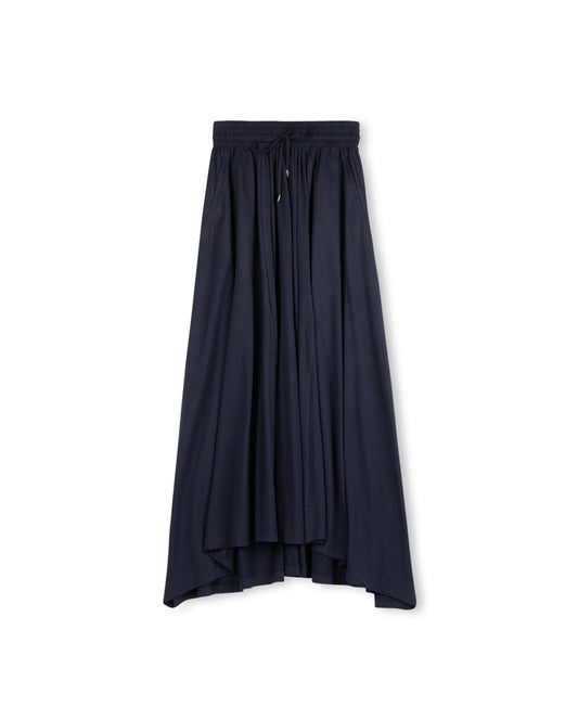 Slate Black Poplin Patch Maxi Skirt W-12010