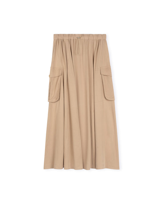 Honest Edit Tan Toggle Pocket Maxi Skirt W-12145
