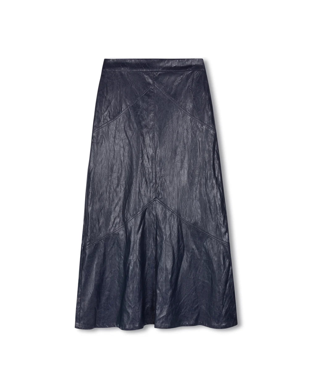 Story Blue Leather Textured Maxi Skirt W-20677
