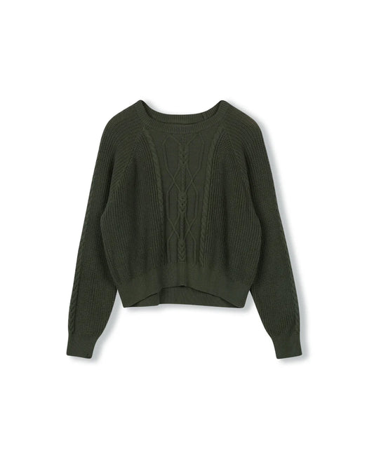 Modelle Green Washed Cable Sweater W-20987