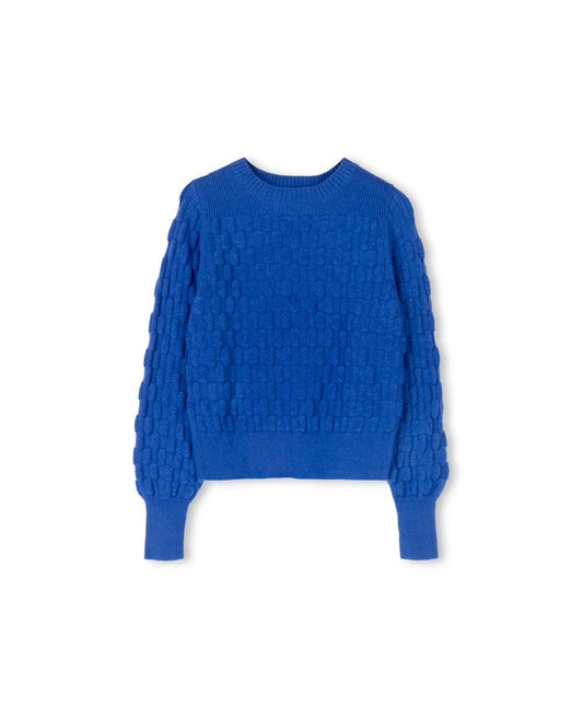 Slate Blue Pop Corn Knit Sweater W-21127