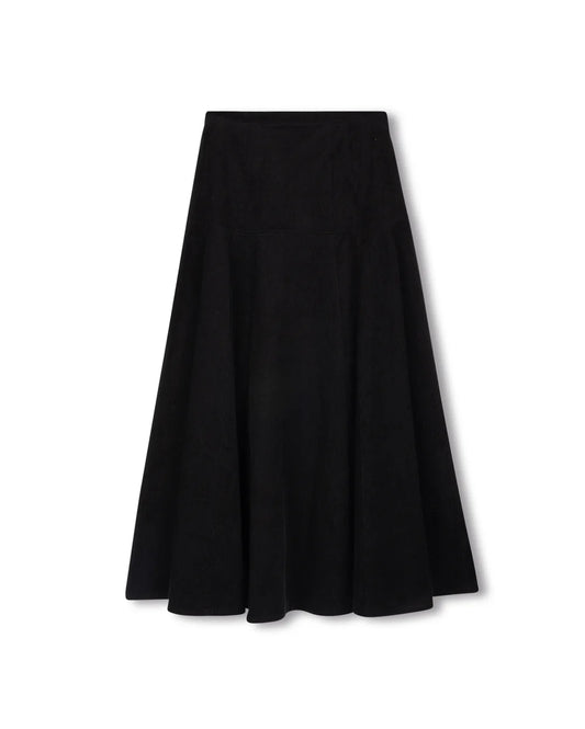 Beige Black Corduroy Yolk Skirt W-21520
