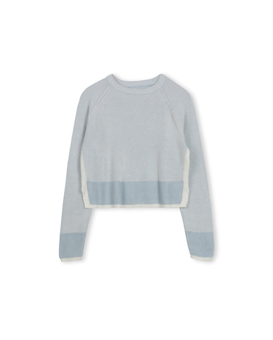 Blue Ribbed Chunky Sweater W-21730