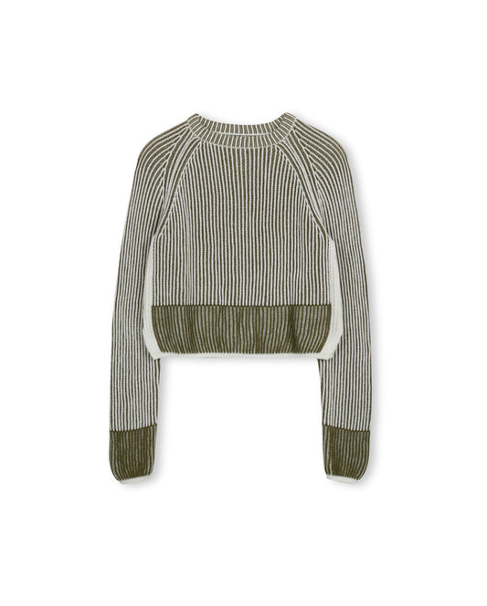 Olive Ribbed Chunky Sweater W-21730