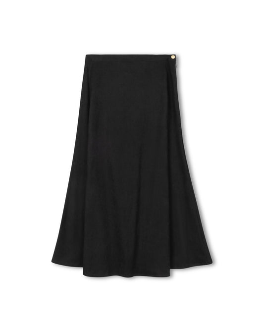 Epik Black Suede Maxi A Line Skirt W-22736